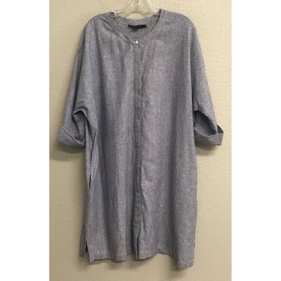 Pendleton Linen Blend Shirt Dress Tunic Women’s Size XL Blue Striped - Picture 1 of 10